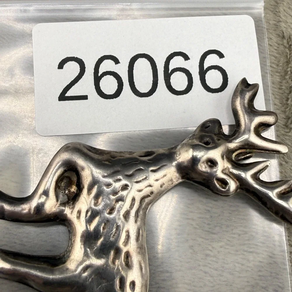 Vintage Taxco Sterling‎ Silver Brooch Pendant Deer Elk Reindeer